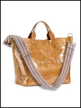 Large PVC Tote Bag Letters Print Clear Shoulder Hobo Shopping Bag